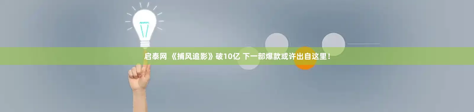 启泰网 《捕风追影》破10亿 下一部爆款或许出自这里！